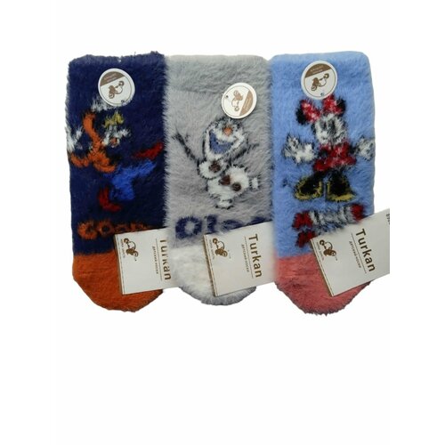 Носки Turkan, 3 пары, размер 15-18, голубой, серый