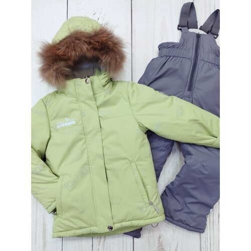 Комплект с полукомбинезоном, размер 104, зеленый