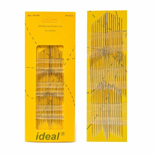 Иглы для шитья IDEAL набор 50 шт, стальные (IDEAL. ТВ. ID-058) иглы для шитья ideal набор для слабовидящих 5 шт ideal тв id hn 05