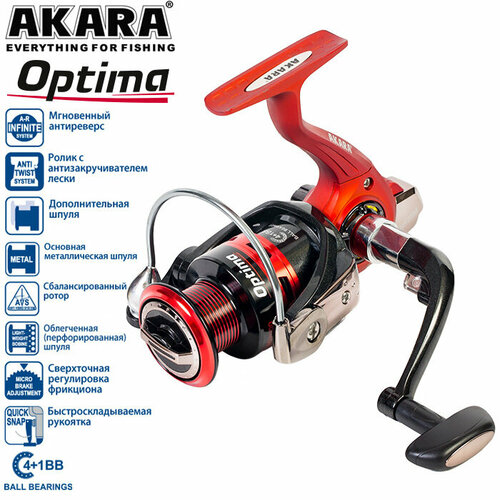 Катушка безынерционная Akara Optima 1000 4+1bb з/ш катушка безынерционная akara sea rider srf5000 4 1bb з ш