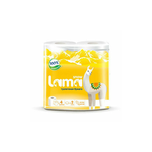 Туалетная бумага Snow Lama 2 слоя 4 рулона желтая 2 упаковки