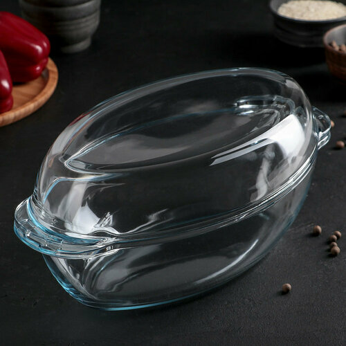 Утятница овальная из жаропрочного стекла 2613 л с крышкой-формой для запекания комплект из 2 шт 3939₽