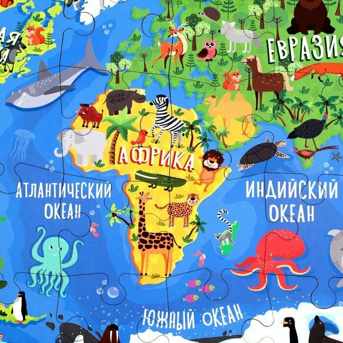 Пазл деревянный Карта мира ЯиГрушка - фото №14