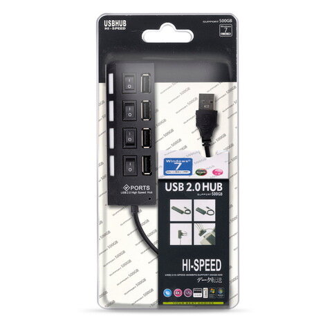 Переходник USB HUB Smartbuy на 4 порта (SBHA-7204-B) черный