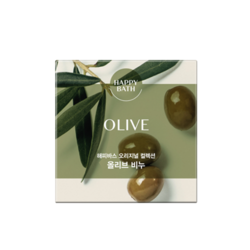 Корейское натуральное мыло для лица и тела с экстрактом оливы Happy Bath 90гр.