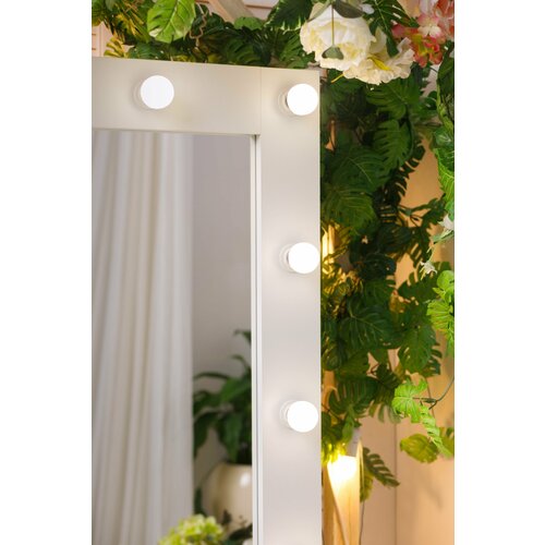 Гримерное зеркало GM Mirror 80см х 185см, белый, 18 ламп / косметическое зеркало