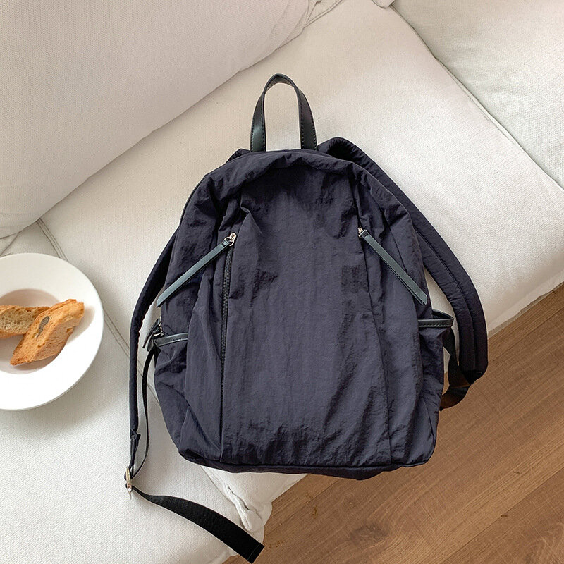 Черный рюкзак однотонный унисекс, тряпочный рюкзак непромокаемый, ранец однотонный