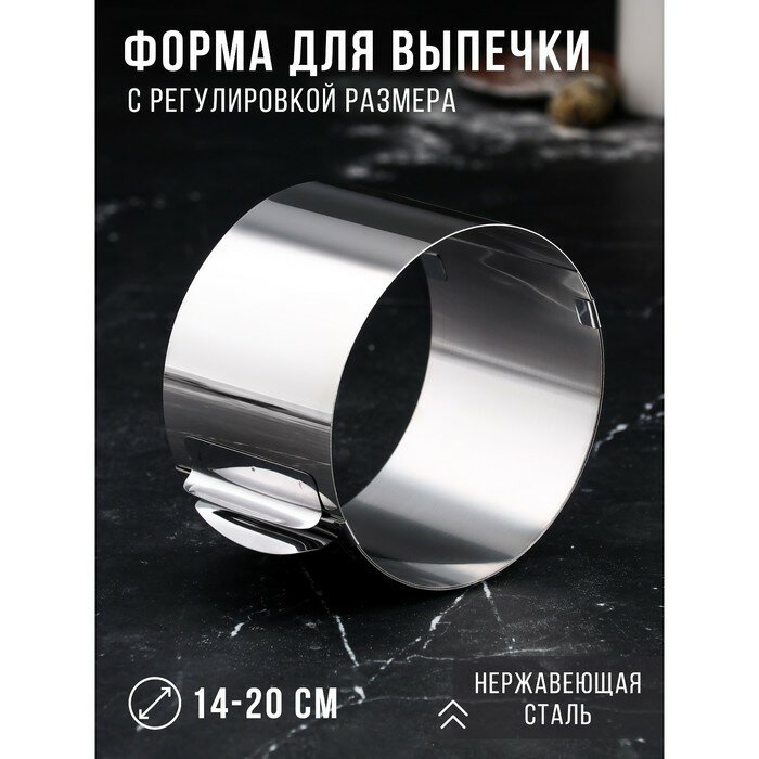 фото Форма для выпечки и выкладки TAS-PROM с регулировкой размера, "Круг", h 10 см, d 12-20 см