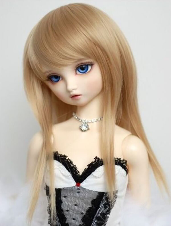 DollGa Wig LR-020_D (Стрижка каскад серый цвет размер 6-6,5 дюймов для БЖД кукол)
