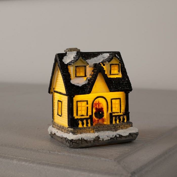 Светодиодная фигурка Luazon Lighting "Зимний домик", керамика, батарейки AG13х2, теплое белое свечение