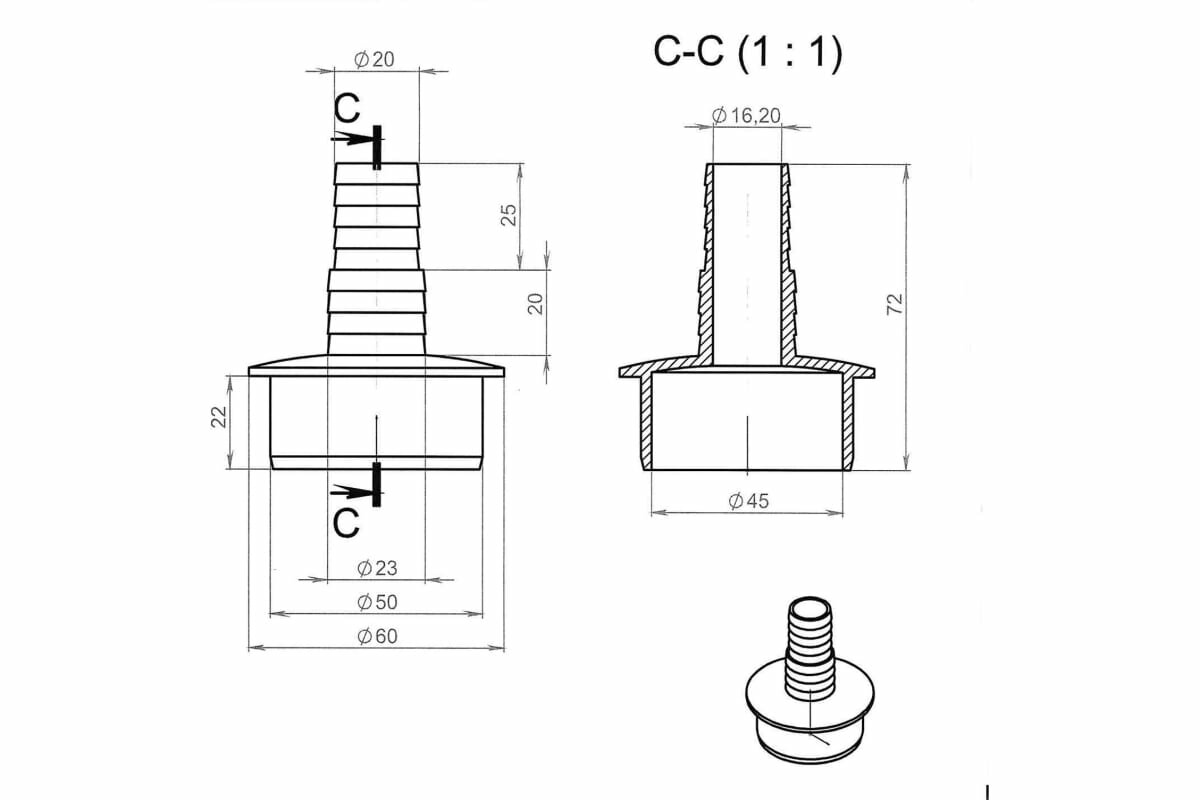 Переходник для подключения сливного шланга Профитт 2226070 - фотография № 6