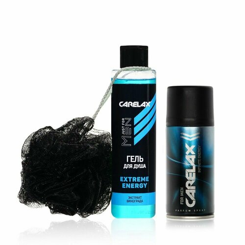 Подарочный набор Carelax Гель для душа с экстрактом винорада 250мл Дезодорант Infinite Energy 150мл Aqua Joy Мочалка 436₽