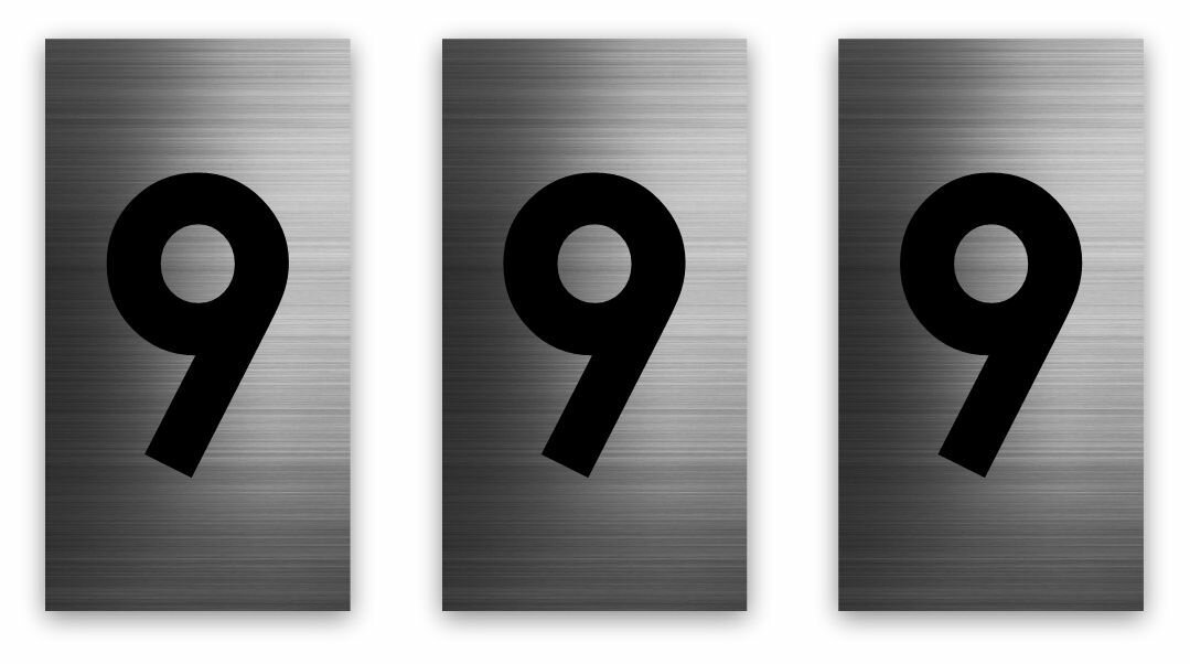 Цифры на дверь квартиры или офис самоклеящиеся Standart Серебро, набор 9