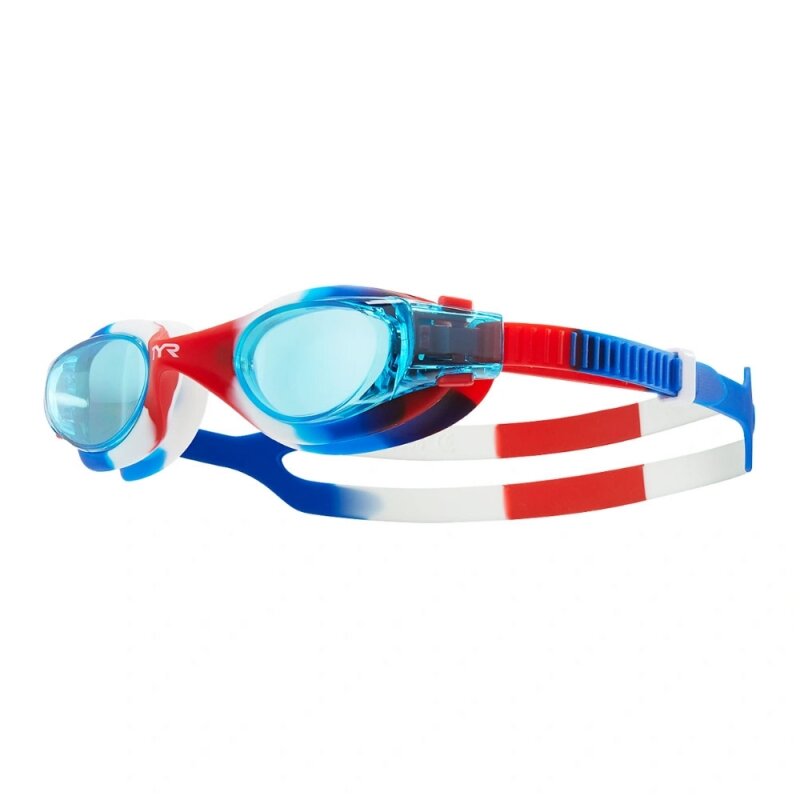 Очки для плавания подростковые TYR Vesi Tie Dye Junior, LGVSITD-424, голубые линзы