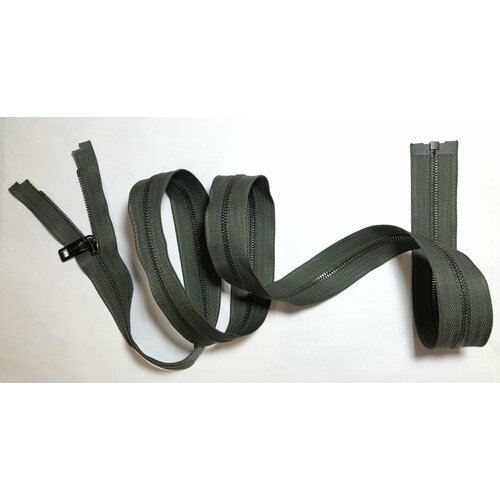 Молния металлическая разъёмная зелёная-основа тёмн никель- звено и бегунок с логотипом на хвостике SportMax Т3 - 90см 1зам 1шт Италия 1100₽