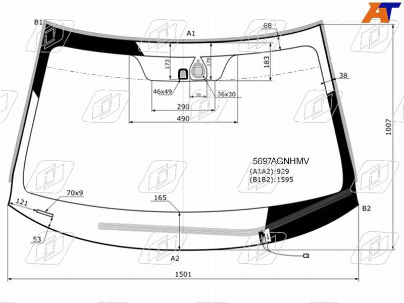 Стекло Лобовое (Обогрев Щеток/ Датчик Дождя) Mitsubishi Outlander 12-22 FYG арт. 5697AGNHMV