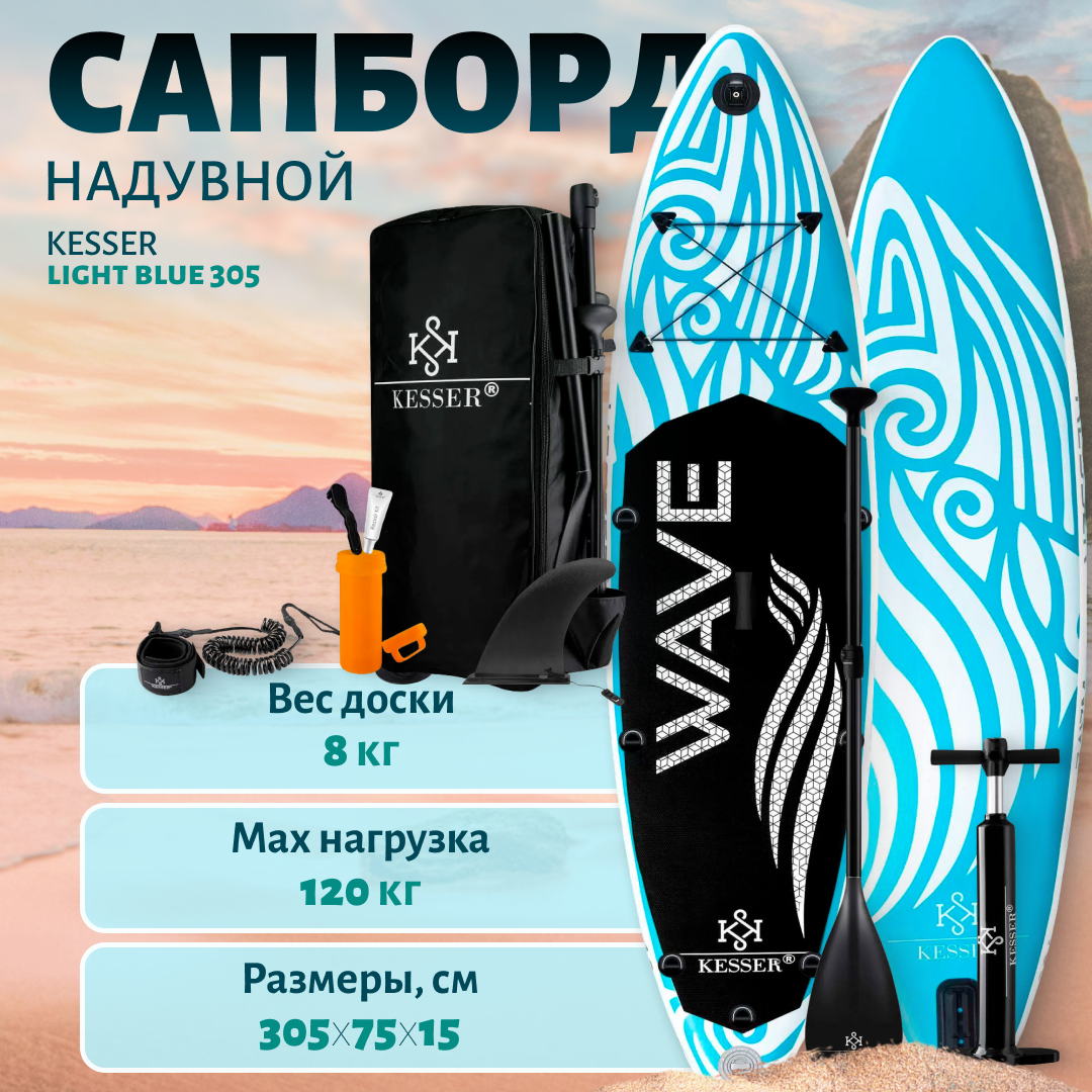 Сапборд Inflatable SUP Kesser 305*75*15 Wave Light Blue