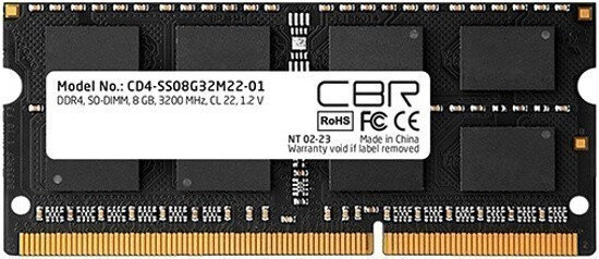 CBR DDR4 SODIMM 8GB CD4-SS08G32M22-01 PC4-25600, 3200MHz, CL22, 1.2V