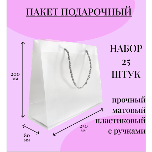 Пакет подарочный прозрачный с ручками 25*20*8 см комплект 25 штук бесцветный
