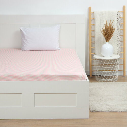 Bellezza Простыня на резинке Клетка 140х20020см розовый трикотаж 110гм хл100 1824₽