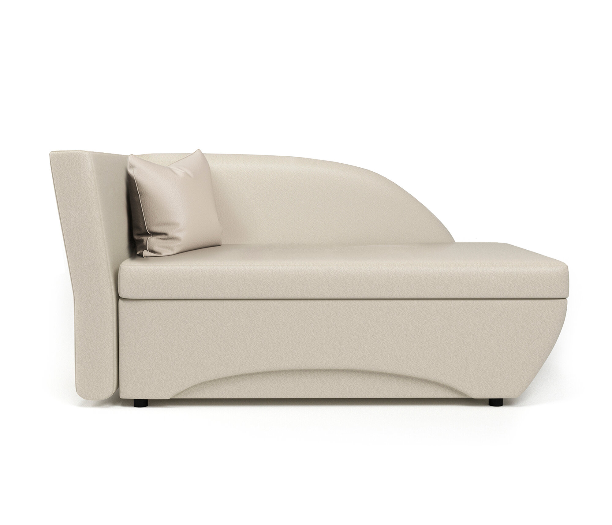 Диван Трио кушетка с раздвижным спальным местом и ящиком экокожа бежевый левый