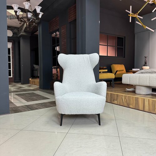 Кресло Saloni Panda букле светло-серый 76х96х107 см 126284₽