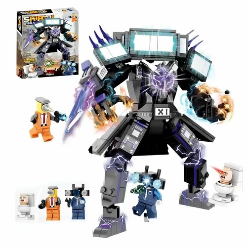 Конструктор пластиковый Скибиди ТуалетSkibidi Toilet Камера-мен Телевизионщик 477 детали 1549₽