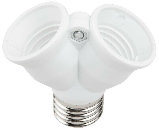 Патрон-переходник Е27-2хЕ27, белый Юпитер (JP7704-03) (юпитер)