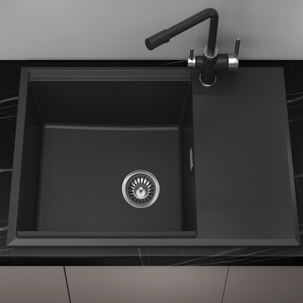 фото Мойка для кухни OC 7810 Графит врезная с крылом