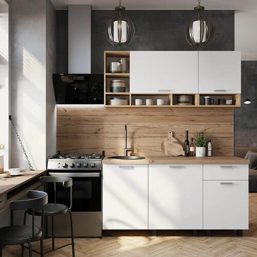 Изображение товара "Кухня Вика", 160х150х60, Крафт/Белый современный стиль, ЛДСП, матовое покрытие