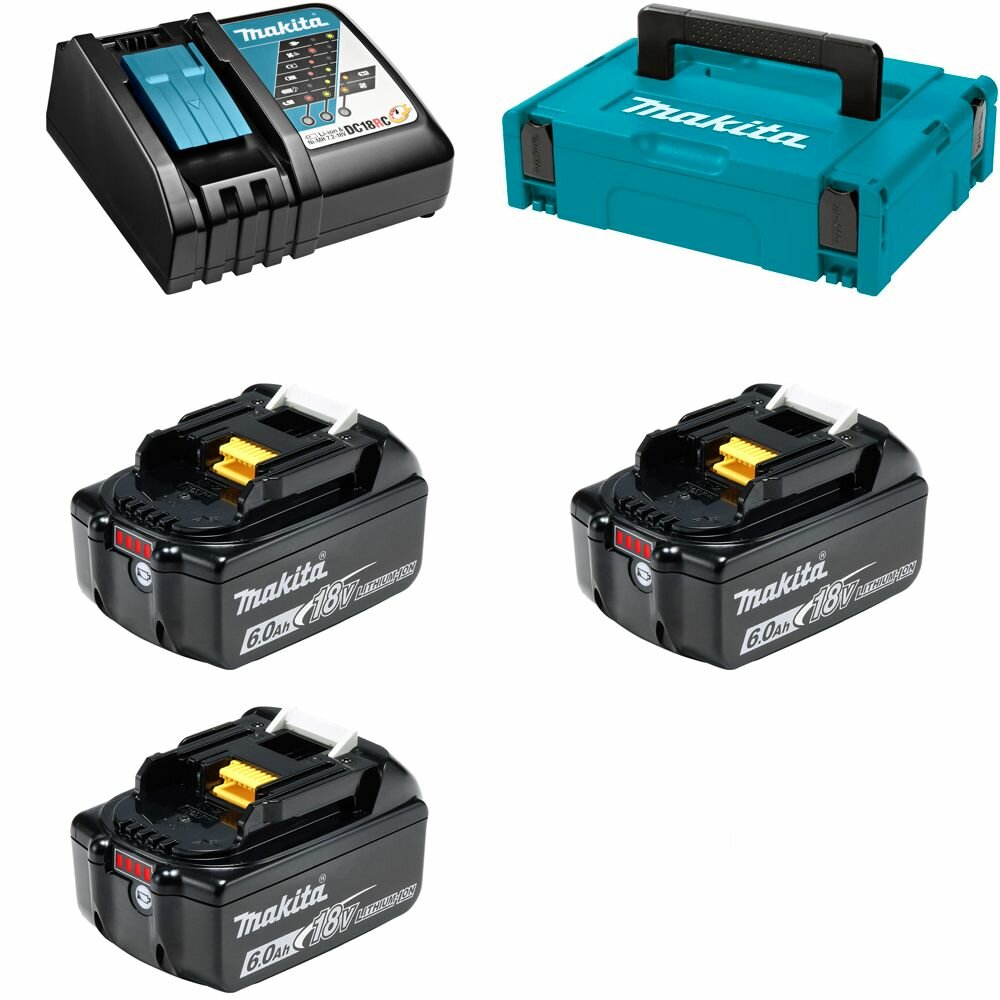 Набор аккумуляторов PSK BL1860Bx3шт, DC18RC, кейс MAKPAC Makita 198130-0