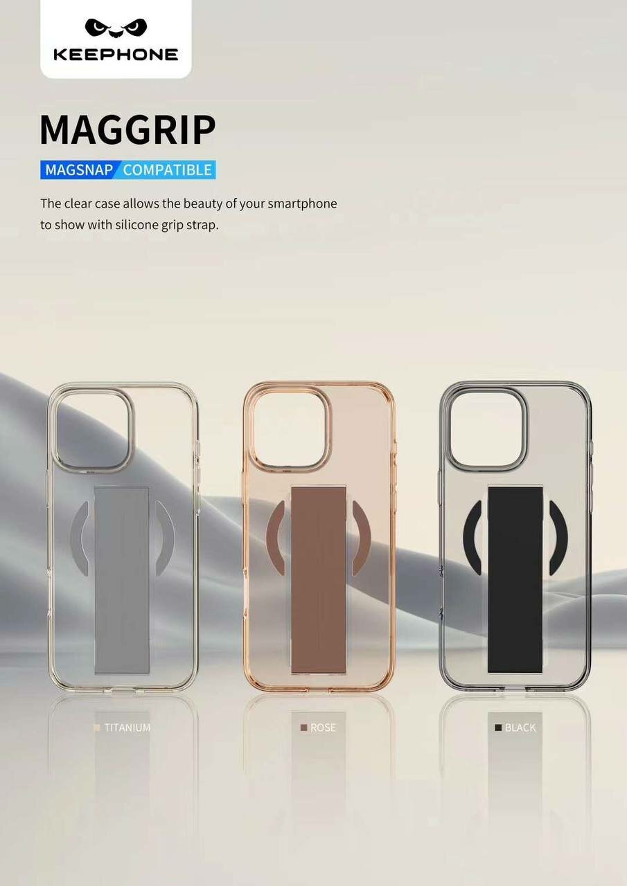 Чехол с держателем KEEPHONE MAGGRIP MAGSAFE CASE для iPhone 16 Pro / Титановый