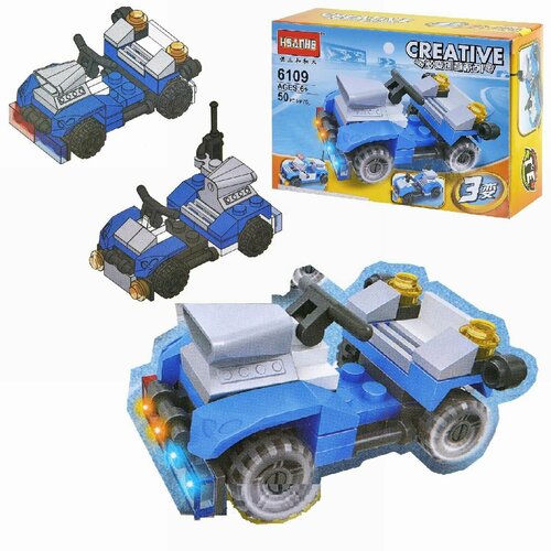 Конструктор Junfa Спецтехника 3в1 Полицейская машина 50 деталей 6100-36109 140₽