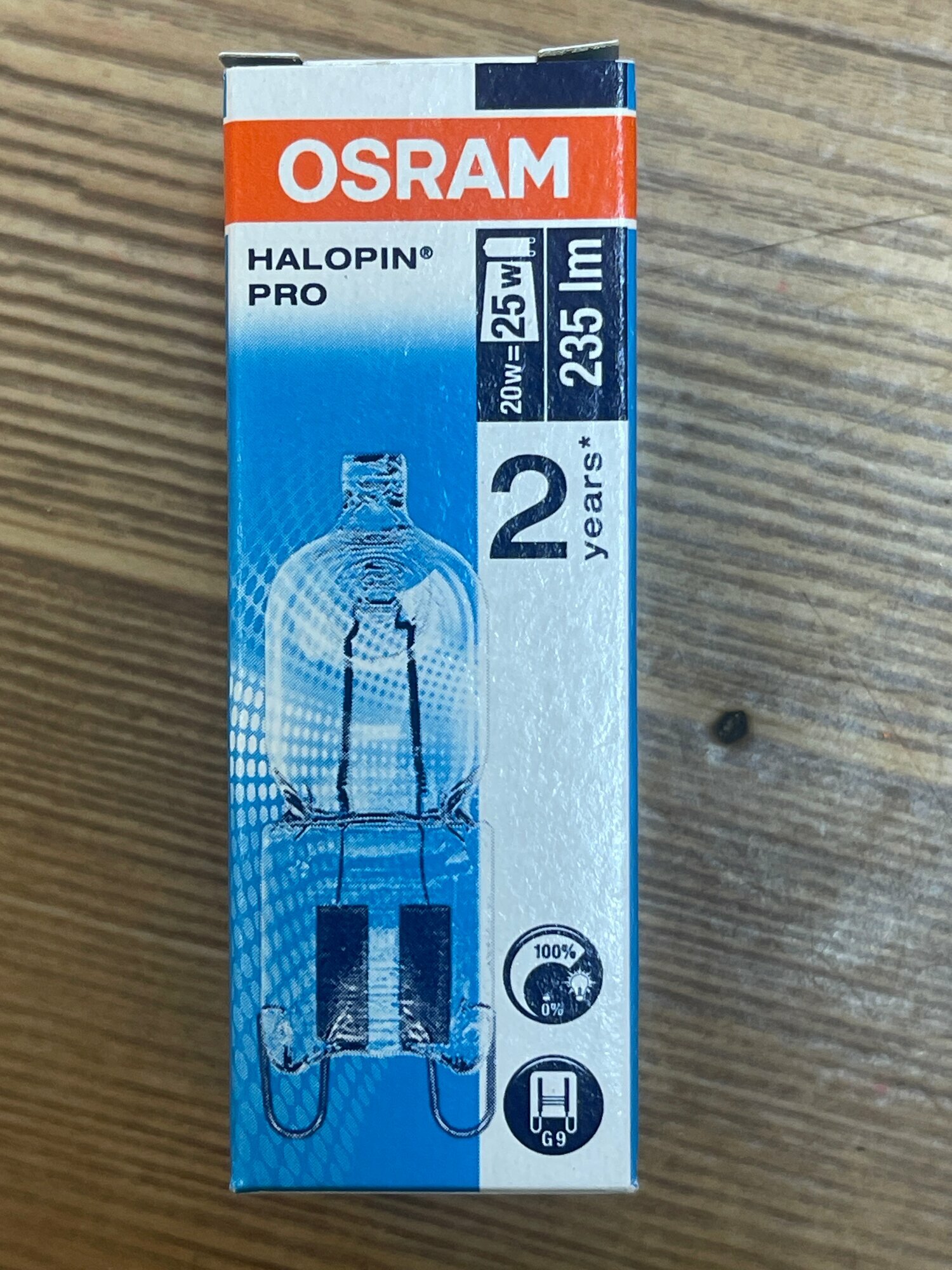 Галогенная лампа Osram G9 20W(=25w)  230 V 2700K 235lm