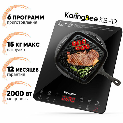 Инфракрасная плита электрическая для дома KaringBee KB-12механическое управление2000Вт6 режима4-х часовой таймерСенсорное управление 3790₽