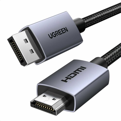 Кабель UGREEN DP125 (35842) DP Male To HDMI Male Cable 4K@30Hz. Длина: 2м. Цвет: черный/серый