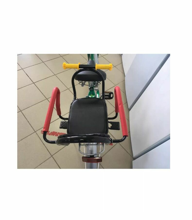 Детское кресло на багажник, красное, черное, желтое, мягкое сиденье — фото 1