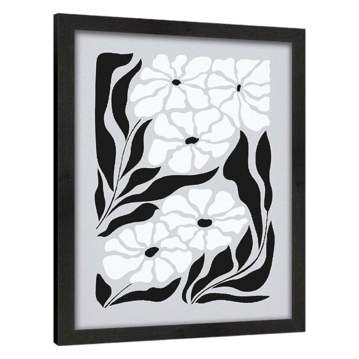 Картина в раме PosterMarket 30х40 см 5 цветков черно-белый