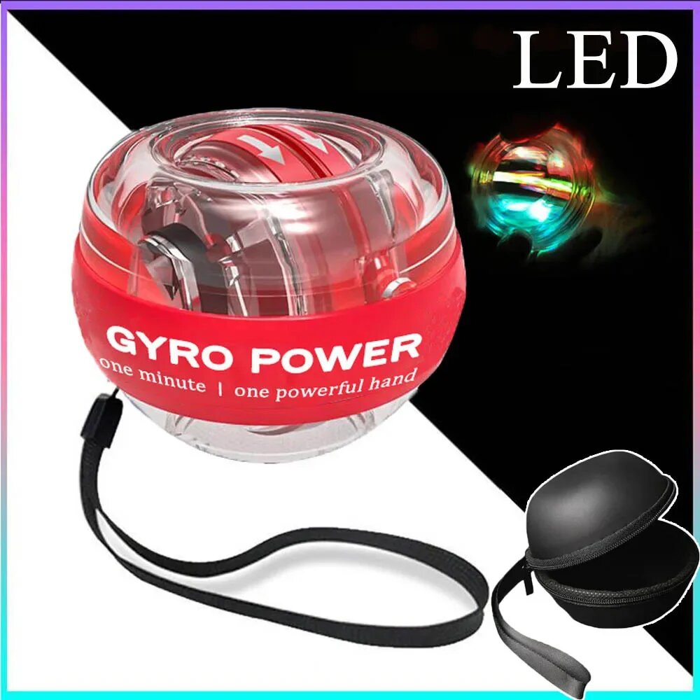 LED Power Ball Гироскопический тренажер для запястий, Red LED - Bag