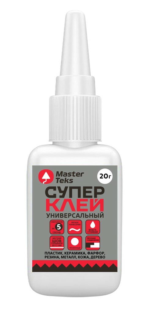 MasterTeks супер-клей цианоакрилатный универсальный 20 гр прозрачный