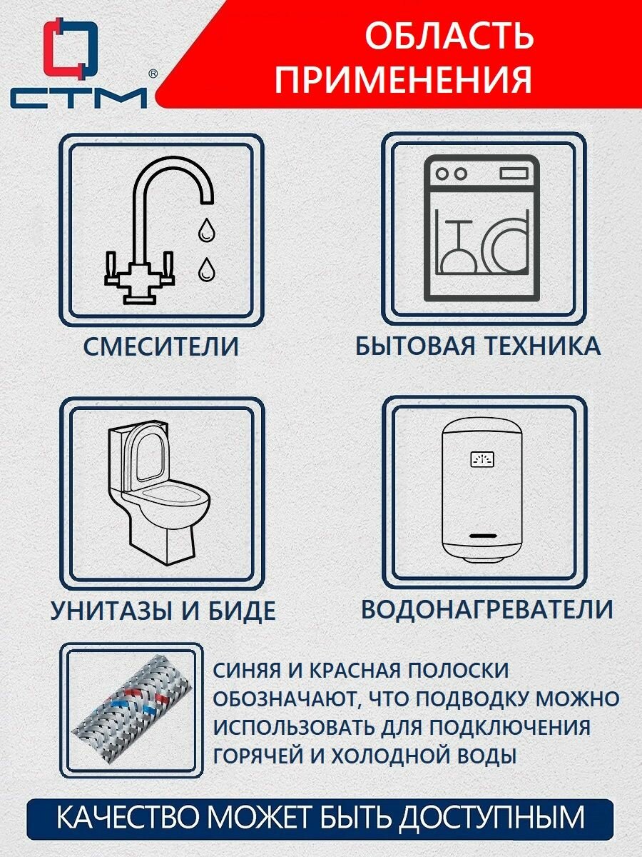 Шланг, гибкая подводка для воды гигант СТМ 3/4" 0,5м внутренняя резьба — фото 1