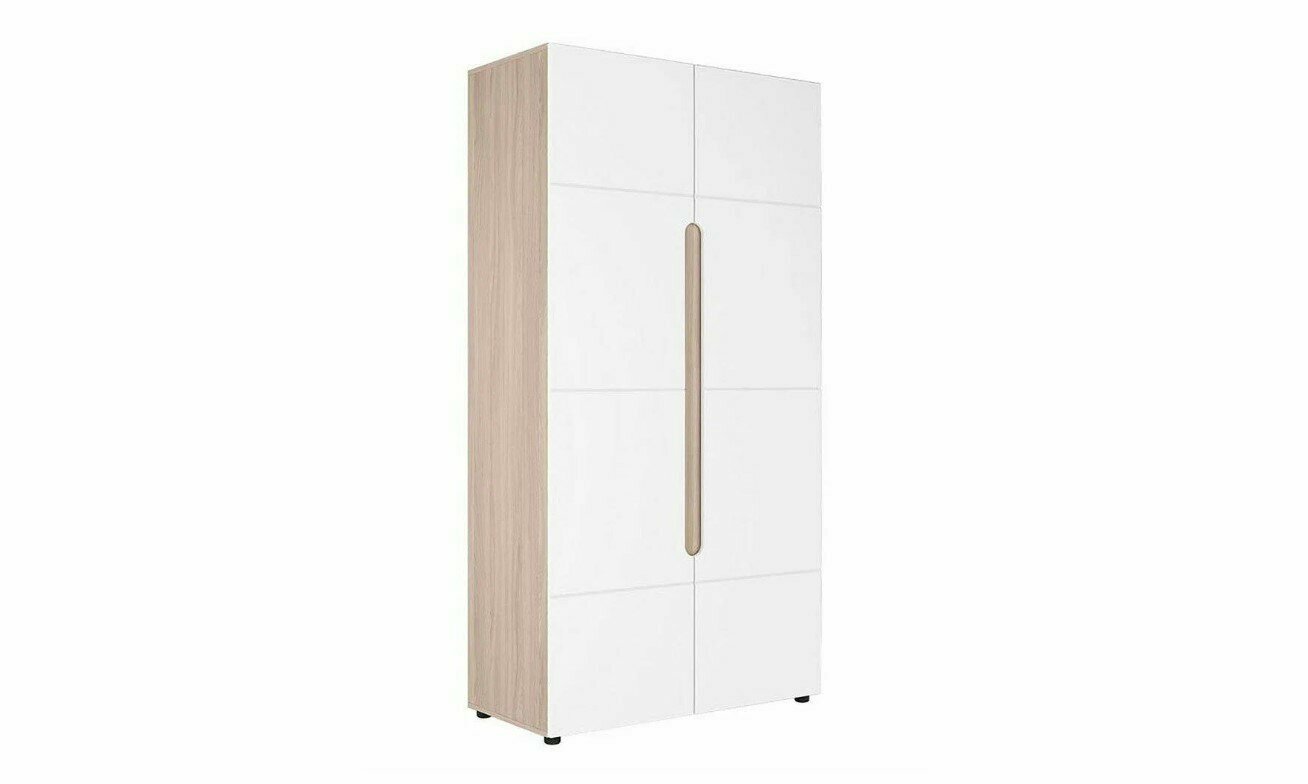 Распашной шкаф Палермо С со штангой с полками 107х51х207.8 см Ясень Шимо светлый / Белый глянец