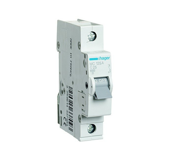 Автоматический выключатель Hager MC125A 1P C 25A 6kA 1M 50Гц