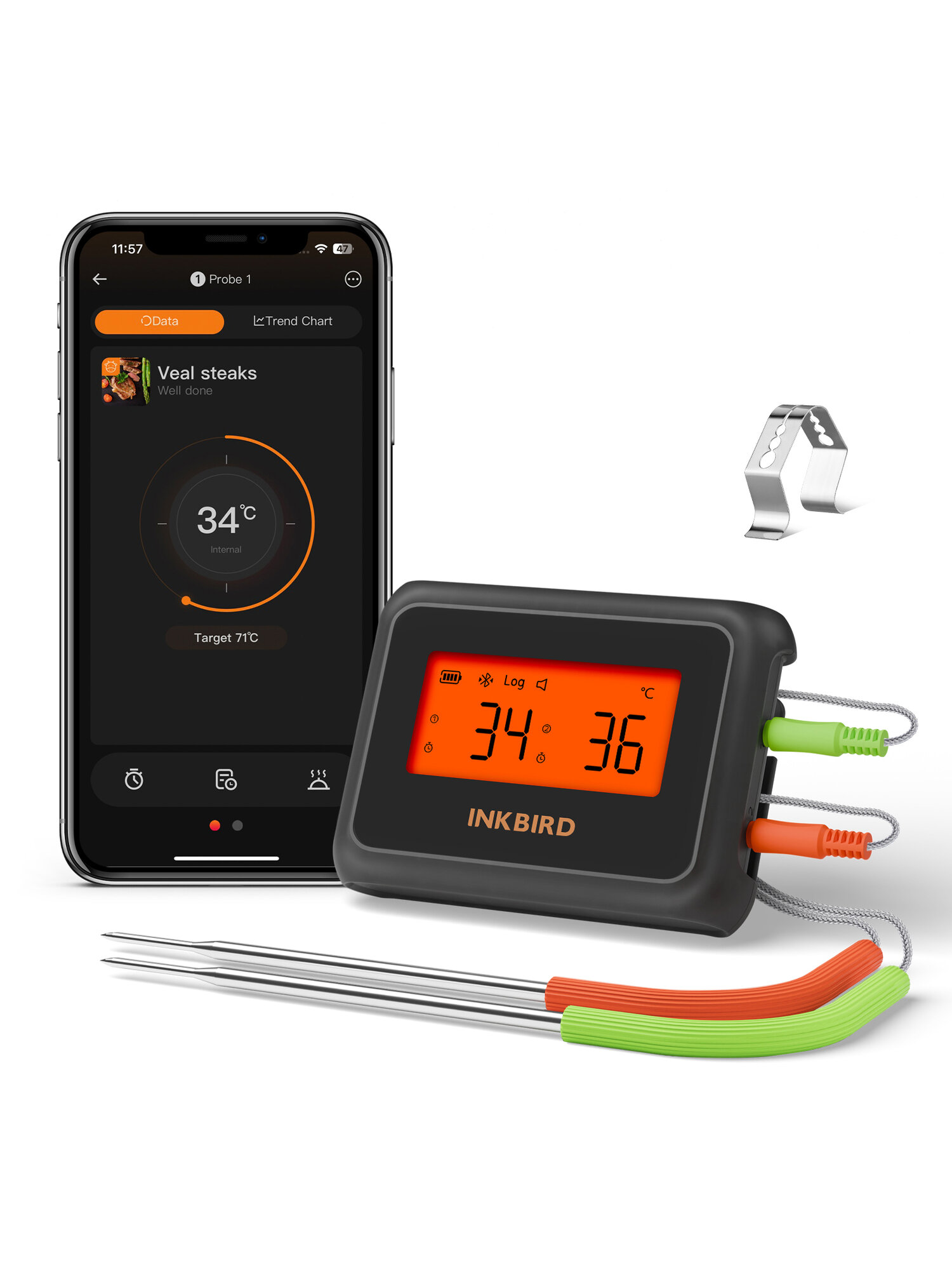 Кулинарный термометр INKBIRD IDT-22B, 2 щупа, поддержка Bluetooth 5.4 — фото 1