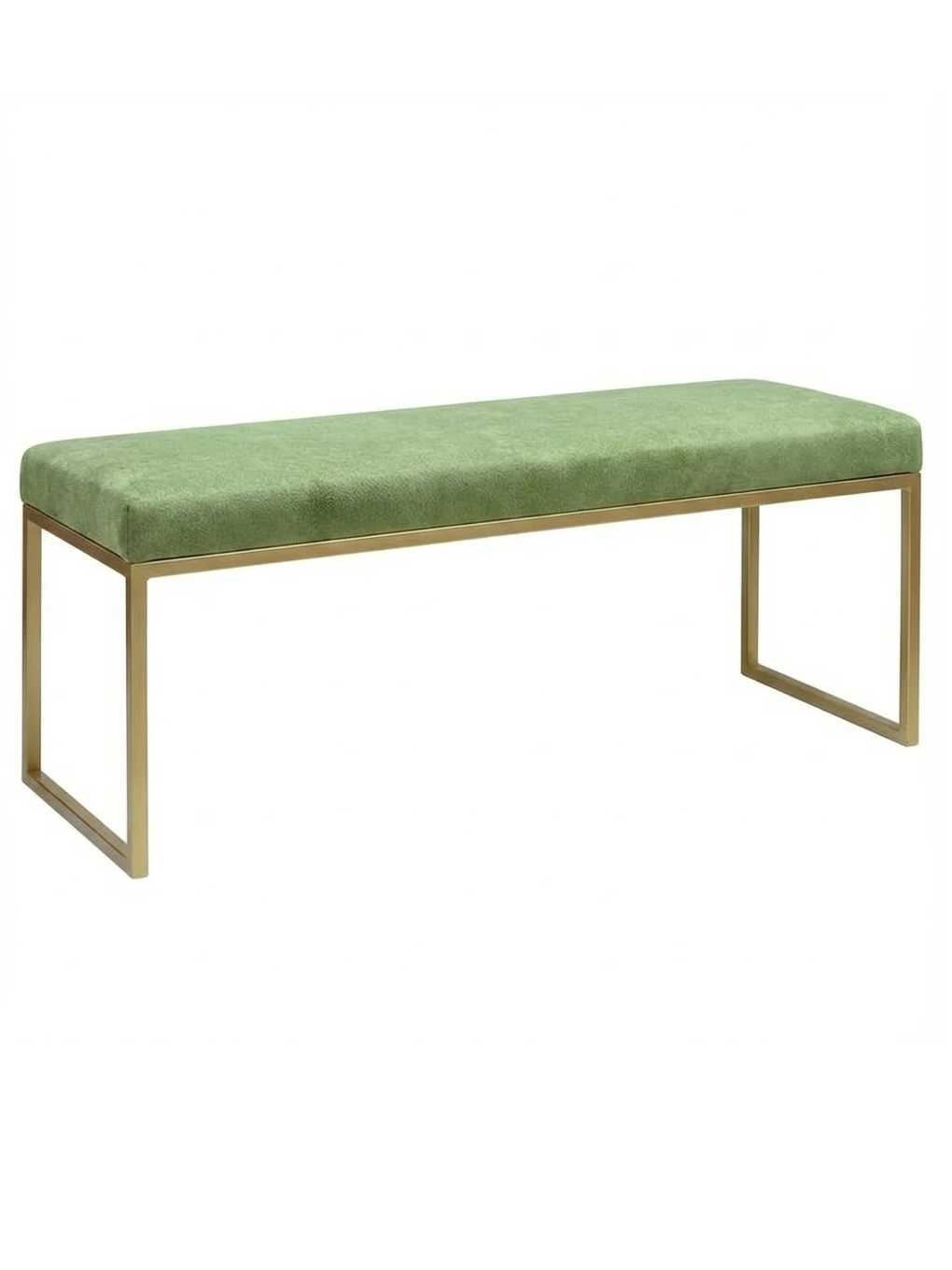 Банкетка для прихожей, для спальни GREENWEEN ALBA, золотой каркас, сидение велюр цвет Apple, 1100х400х450