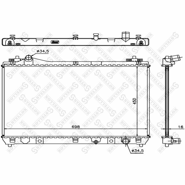 Радиатор, охлаждение двигателя, STELLOX 10-25458-SX (1 шт.)