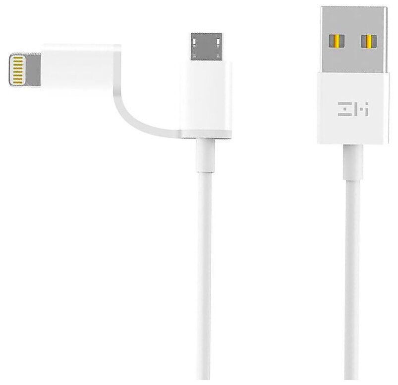 Кабель ZMI USB - microUSB / Lightning (AL801), 1 м, белый