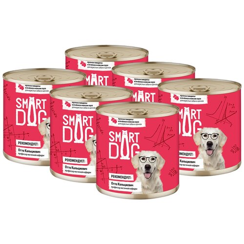 Влажный корм для собак Smart Dog говядина, ягненок 1 уп. х 6 шт. х 850 г (для карликовых пород) gemon dog medium консервы для собак средних пород кусочки говядины с печенью 415г х 6шт