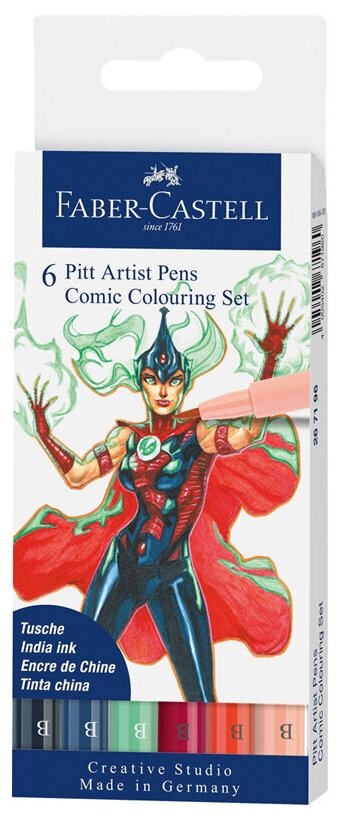 Faber-Castell Набор капиллярных ручек Pitt Artist Pens Brush Comic Colouring (267196), 6 шт.