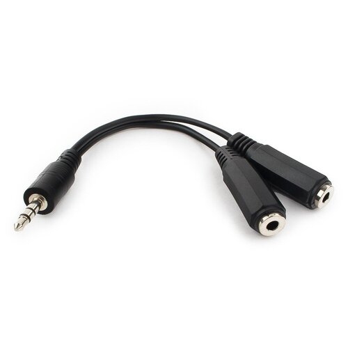 Разветвитель Cablexpert mini Jack 3.5 mm - 2 x mini Jack 3.5 mm (CCA-415), 0.1 м, черный кабель разветвитель аудио сигнала cablexpert джек 3 5 папа 2х джек 3 5 мама 5м черный cca 415 16206501